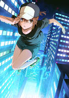 1girl a_certain_scientific_railgun academy_city airborne baseball_cap black_headwear black_shirt blue_shorts breasts brown_eyes brown_hair building city city_lights clavicle clothing coin collarbone comiket_102 commentary_request electricity electrokinesis female footwear general glowing_windows green_footwear hand_on_headwear hat headwear holding holding_coin isshi_pyuma midair mikoto_misaka misaka_mikoto night night_sky outdoors ponytail psychic puma_(hyuma1219) pyumaisshi safe shirt shoes short_hair short_ponytail short_shorts short_sleeves shorts sky small_breasts sneakers solo star_(sky) tied_hair to_aru_kagaku_no_railgun to_aru_majutsu_no_index toaru_kagaku_no_railgun toaru_kagaku_no_railgun_s toaru_majutsu_no_index twitter_username white_headwear window とある科学の超電磁砲 一志ピューマ@土曜日東ス44a 御坂美琴 私服みこ // 661x936 // 1.2MB