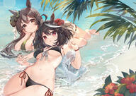 animal_ears bikini elise_(piclic) garter kitasan_black_(umamusume) questionable satono_diamond_(umamusume) see_through swimsuits uma_musume_pretty_derby wet // 3000x2121 // 3.3MB