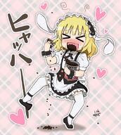 1_female 1girl >_< animal_ears apron black_hair_ornament black_hairband blonde_hair blush bunny_ears can center_frills closed_eyes clothing coffee coffee_beans commentary dress ears eating eyes_closed fake_animal_ears female fleur_de_lapin_uniform floppy_ears footwear frilled_apron frilled_dress frilled_hairband frilled_shirt frills gelbooru gochiusa gochuumon_wa_usagi_desu_ka? hairband heart holding holding_object kirima_sharo kirima_syaro legwear lolita_hairband mature motokazu_(dontokodon) open_mouth puffy_short_sleeves puffy_sleeves rabbit_ears safe shirt shoe_dangle shoes short_hair short_sleeves solo thigh-highs thighhighs tin_can translated underbust uniform waist_apron waitress white_apron white_legwear white_shirt white_thighhighs wrist_cuffs // 762x849 // 122.4KB