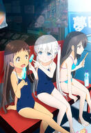 3girls adachi_tenka arm_support art artist_request bad_link bench bikini black_hair blue_eyes blue_one-piece_swimsuit blue_swimsuit bottle breasts brown_eyes brown_hair cleavage competition_school_swimsuit competition_swimsuit creator d dark_skin eating female female_child food footwear general hair_clip hair_ornament hair_tie hairclip ice_pop komako_semenovich leg_lift leg_up legs lolibooru lolibooru.moe long_hair mary_jane_(company) mature multiple_females multiple_girls official_art one-piece_swimsuit one-piece_tan open_mouth pointing polka_dot polka_dot_bikini polka_dot_swimsuit popsicle popsicle_stick raised_leg safe sandals sayama_chie school_swimsuit sensitive shop shoujo_ramune sitting small_breasts smile storefront swimsuit swimwear tan tan_lines tanline tanned tied_hair twin_tails twintails white_hair // 483x700 // 114.3KB