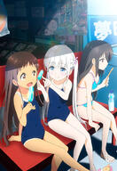 3_females 3girls adachi_tenka arm_support art artist_request bad_link bench bikini black_hair blue_eyes blue_one-piece_swimsuit blue_swimsuit bottle breasts brown_eyes brown_hair cleavage competition_school_swimsuit competition_swimsuit creator d dark_skin eating female female_child food footwear general hair_clip hair_ornament hair_tie hairclip ice_pop komako_semenovich leg_lift leg_up legs lolibooru lolibooru.moe long_hair mary_jane_(company) mature multiple_females multiple_girls official_art one-piece_swimsuit one-piece_tan open_mouth pointing polka_dot polka_dot_bikini polka_dot_swimsuit popsicle popsicle_stick raised_leg safe sandals sayama_chie school_swimsuit sensitive shop shoujo_ramune sitting small_breasts smile storefront swimsuit swimwear tan tan_lines tanline tanned tied_hair twin_tails twintails white_hair // 483x700 // 114.3KB