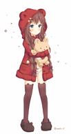 1_female 1girl ahoge animal_hood animal_print bad_id bad_pixiv_id bear_hair_ornament bear_hood bear_panties bear_print black_legwear blue_eyes blush bow bow_panties bowtie braid brown_hair child coat creative_commons eyelashes female female_focus flower_(symbol) front-print_panties full_body hair_bow hair_ornament hairpin heart heart-shaped_buttons high_resolution highres holding hood hooded_top lace lace-trimmed_panties lace_trim legwear long_braid long_hair mature mony no_pants object_hug original panties pom_pom_(clothes) print_panties red_bow red_coat red_hood red_neckwear safe simple_background slippers smile solo stuffed_animal stuffed_toy teddy_bear thigh-highs thighhighs twin_braids underwear white_background white_panties young // 900x1672 // 452.4KB