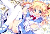 alice_cartelet alice_in_wonderland apron aqua_eyes ass blonde_hair bow dress kin-iro_mosaic kiniro_mosaic long_hair nagayama_yuunon panties thigh-highs thighhighs tied_hair twintails underwear // 1200x817 // 1.1MB