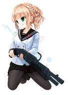 1_female 1girl black_legwear blonde_hair braid female firearm fork fork_hair_ornament green_eyes gun holding holding_gun holding_object holding_weapon legwear mature meso-meso original pantyhose q reloading s safe school_uniform shotgun simple_background skirt smile solo spas-12 tongue tongue_out trigger_discipline uniform weapon white_background // 715x1000 // 424.6KB