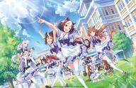 ahoge air_groove_(umamusume) animal_ears artist_request bangs big_belly black_hair blue_sky blunt_bangs brown_hair building carrying character_request cloud commentary_request daiwa_scarlet_(umamusume) day dutch_angle el_condor_pasa_(umamusume) general gold_ship_(umamusume) grass_wonder_(umamusume) hishi_amazon_(umamusume) horse_ears horse_girl horse_tail king_halo_(umamusume) lens_flare long_hair maruzensky_(umamusume) mejiro_mcqueen_(umamusume) multicolored_hair official_art oguri_cap_(umamusume) orange_hair outdoors pleated_skirt ponytail purple_shirt school_uniform serafuku shirt short_hair shoulder_carry silence_suzuka_(umamusume) skirt sky special_week_(umamusume) symboli_rudolf_(umamusume) t.m._opera_o_(umamusume) taiki_shuttle_(umamusume) tail third-party_source tokai_teio_(umamusume) tree tree_stump twintails umamusume vodka_(umamusume) white_hair white_legwear white_skirt winning_ticket_(umamusume) // 1200x775 // 273.3KB