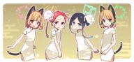 4girls animal_ear_headphones animal_ears aris_(blue_archive) black_hair blonde_hair blue_archive blue_bow blue_eyes blush bow braid cat_tail china_dress chinese_clothes closed_mouth dress fake_animal_ears game_development_department_(blue_archive) general green_halo grey_eyes hair_bow halo headphones highres long_hair midori_(blue_archive) momoi_(blue_archive) multiple_girls open_mouth orange_halo pink_halo red_bow red_eyes red_hair redhead safe short_hair short_sleeves single_braid smile tail white_dress yoru_nai yuzu_(blue_archive) // 2240x1042 // 951.6KB