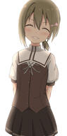 1girl ^_^ arms_behind_back atfbooru.ninja bangs black_skirt blush brown_hair brown_vest closed_eyes commentary_request eyebrows_visible_through_hair eyes_closed facing_viewer female flower general grey_ribbon grin hair_between_eyes hair_flower hair_ornament hairclip head_tilt highres hippo_(hirople) low_ponytail minowa_gin neck_ribbon pink_flower pleated_skirt ponytail puffy_short_sleeves puffy_sleeves ribbon safe school_uniform sensitive shirt short_sleeves simple_background skirt smile solo takasuma_hiro tied_hair vest white_background white_shirt yuuki_yuuna_wa_yuusha_de_aru yuusha_de_aru // 900x1817 // 564.8KB