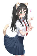 1girl 2 2d_art 3 3022248-nedia_region_uncensored_collection_[2024.03] absurdres animal_ear_fluff animal_ears animal_tail armpits black_hair black_skirt blush brown_hairband cat_ears cat_tail closed_mouth clothing collared_shirt fake_animal_ears female food-themed_hair_ornament food_themed_hair_ornament general green_eyes hair_ornament hairband hairclip hands_up headwear highres long_hair looking_at_viewer mound_of_venus necktie neckwear nedia_(nedia_region) nedia_r nedia_region_uncensored_collection_[2024.03] original paw_pose pixiv_113592833 pixiv_4072067 pleated_skirt questionable r-18 red_necktie red_neckwear shirt short_sleeves simple_background skirt solo strawberry_hair_ornament tail tail_from_under_skirt uncensored very_long_hair white_background white_shirt にゃん ねでぃあ オリジナル ケモミミ スカートの中から尻尾 恥丘 猫耳 腋 // 2750x4093 // 1.8MB