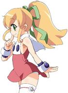 1girl atfbooru.ninja bewitching_little_thighs blonde_hair capcom closed_mouth dress female green_eyes green_ribbon hair_ribbon ki_(adotadot) long_hair looking_at_viewer mega_man_(classic) mega_man_(series) panties pantsu ponytail red_dress red_skirt ribbon rockman rockman_(classic) roll roll_(mega_man) safe sensitive simple_background skirt smile solo thick_thighs thighhighs thighs tied_hair underwear white_background // 992x1361 // 131.7KB