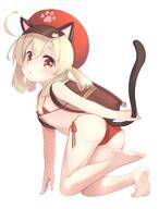 1girl adult ahoge animal_ears animal_tail backpack bag bikini blonde_hair cabbie_hat cat_ears cat_tail clothing explicit female female_focus full_body genshin_impact hair_between_eyes hat headwear klee_(genshin_impact) loli long_hair looking_at_viewer low_twintails micro_bikini pointed_ears pointy_ears questionable randosel randoseru red_bikini red_eyes red_hat red_headwear red_swimsuit safe senifu sensitive side-tie_bikini_bottom sidelocks simple_background solo swimsuit tail tied_hair twin_tails twintails white_background // 1219x1608 // 132.6KB