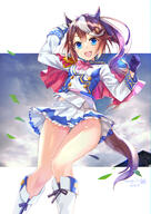 1girl animal_ears arm_up ascot asymmetrical_gloves bangs blue_eyes blue_gloves boots breasts brown_hair capelet commentary_request d dated epaulettes eyebrows_visible_through_hair feet_out_of_frame gloves hair_between_eyes highres horse_ears horse_girl horse_tail jacket jin_young-in knee_boots long_hair mismatched_gloves multicolored_hair open_mouth pink_neckwear pleated_skirt ponytail red_capelet safe signature single_epaulette skirt small_breasts smile solo streaked_hair tail teeth tokai_teio_(umamusume) umamusume upper_teeth very_long_hair white_footwear white_gloves white_hair white_jacket white_skirt // 1652x2336 // 2.7MB