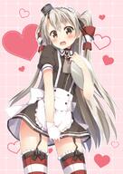 10s 1_female 1girl adapted_costume alternate_costume alternative_costume amatsukaze_(kancolle) amatsukaze_(kantai_collection) anthropomorphization apron ascot ass blush brown_eyes choker clothing covering covering_crotch covering_privates cowboy_shot dress enmaided fang female frilled_legwear frilled_thighhighs frills garter_straps gloves grey_hair grid_background hair_tubes hat headdress headgear heart horizontal-striped_legwear horizontal_stripes kantai_collection legwear loli long_hair looking_at_viewer maid maid_apron maid_headdress masuishi_kinoto mature open_mouth pixiv_2573035 pixiv_48461946 pov puffy_short_sleeves puffy_sleeves red-striped_legwear red_legwear red_stripes red_thighhighs ribbon safe sensitive shima_(oekaki_nikki.) shima_(shima_je) shima_je short_sleeves silver_hair single_glove skirt skirt_tug solo stockings striped striped_clothes striped_legwear striped_thighhighs sweatdrop thigh-highs thighhighs tied_hair tile_background tray twintails two_side_up waist_apron waitress wavy_mouth white_gloves young zettai_ryouiki きのと まったく、駆逐艦は最高だぜ!! メイド メイド天津風 天津風 尻神様 桝石きのと 桝石きのとサンクリa11a 桝石きのと◆二日目a-09a 私服艦娘 絶対領域 艦これ1000users入り 艦隊これくしょん // 800x1129 // 632.0KB