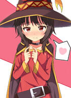 10s 19851211 1_female 1girl belt black_belt black_hair blush cape choker collar commentary_request female hat headwear heart heart_symbol kono_subarashii_sekai_ni_shukufuku_wo! konosuba looking_at_viewer md5_mismatch megumin pixiv_id_422666 pov red_eyes safe sensitive short_hair solo speech_bubble spoken_heart tokitoki_(commando) witch_hat あらかわいい このすば5000users入り この素晴らしい世界に祝福を! こんなめぐみんはどうだろう？ ときとき団長三日目か-13b めぐみん マント 高橋李依 // 1000x1376 // 809.7KB