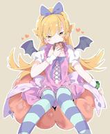 1_female 1girl bakemonogatari bangs bat_wings black_wings blonde_hair blue_hairband blue_ribbon blush blush_stickers brown_background brown_eyes clothes_lift clothing_cutout commentary commentary_request danbooru dessert doughnut dress eating eyebrows_behind_hair eyebrows_hidden_by_hair eyes feet_out_of_frame female food french_cruller hair hair_between_eyes hair_ornament hair_ribbon hairband half-closed_eyes head_tilt heart holding holding_food holding_object legwear lolibooru.moe long_hair looking_at_viewer magia__mahou_shoujo_madoka_magica_gaiden mahou_shoujo_madoka_magica monogatari monogatari_(series) navel navel_cutout oshino_shinobu outline pink_dress pixiv_188106 pixiv_74621453 pixiv_id_188106 point_of_view pov puffy_short_sleeves puffy_sleeves questionable ribbon safe safebooru sensitive short short_sleeves simple_background sitting skirt skirt_lift sleeves solo source_anime stockings stomach striped striped_legwear striped_thighhighs tantan_men tantan_men_(dragon) tantanmen170 thigh-highs thighhighs very_long_hair white_outline wings yellow_eyes たんたんめん マギアレコード 忍ちゃん 忍野忍 忍野忍(マギアレコード) 物語シリーズ 物語シリーズ1000users入り // 1404x1700 // 414.9KB