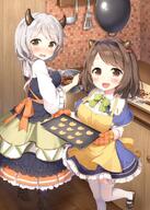 2girls apron baking baking_sheet bangs black_skirt blue_capelet blue_legwear blue_skirt blush boots bow bowl breasts brown_eyes brown_footwear brown_hair camieux capelet commentary_request cookie counter d doraf draph draph_race_(granblue_fantasy) dress eyebrows eyebrows_visible_through_hair female food footwear frying_pan granblue_fantasy hair_bobbles hair_ornament heart holding holding_bowl holding_object horns indoors kitchen kitchen_knife knife ladle large_breasts layered_dress layered_skirt legwear long_hair long_sleeves looking_at_viewer looking_to_the_side masuishi_kinoto mature mixing_bowl multicolored multicolored_clothes multicolored_dress multiple_females multiple_girls nose_blush open-mouth_smile open_mouth oven_mitts pantyhose pixiv_2573035 pixiv_55288629 plaid pov safe sensitive shima_je shirt shoes silver_hair skirt smile spatula stading standing standing_on_one_leg stirring thigh-highs thighhighs tile_wall tiles tray unmoving_pattern wavy_mouth white_legwear white_shirt wide_sleeves wooden_floor yaia_(granblue_fantasy) yellow_apron yellow_bow クムユ グラブル1000users入り グランブルーファンタジー ハッピーバレンタイン！ ヤイア 桝石きのと 桝石きのとサンクリa11a 桝石きのと◆二日目a-09a // 800x1119 // 281.4KB
