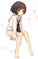 10s 1_female 1girl akiyama_yukari banned_artist barefoot blush brown_eyes brown_hair clavicle collarbone expressionless feet female frown full_body girls_und_panzer icomochi ikomochi invisible_chair long_sleeves looking_at_viewer neckerchief no_pants ooarai_school_uniform panties pantsu pixiv pixiv_64093058 pixiv_801146 point_of_view pov rswxx safe sailor_uniform school_uniform schoolgirl_uniform serafuku short_hair sitting sleeves_past_wrists solo underwear uniform white_panties white_underwear ぱんつ イコモチ イコモチ＠四日目西り-40b ガルパン1000users入り ガールズ&パンツ ガールズ&パンツァー パンツ ロリ山殿 下着 秋山優花里 裸足 踏んでください。 // 967x1500 // 527.5KB