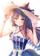 1girl 2023 akashio_(loli_ace) akasiosio animal_ears animal_humanoid blue_dress blush breasts brown_hair brown_hat closed_mouth clothed clothing collarbone criss-cross_halter dress equid equid_humanoid equine equine_humanoid female fingernails furgonomics hair hair_between_eyes halter_dress halterneck hat headgear headwear highres horse_ears horse_girl horse_humanoid horse_tail humanoid long_hair mammal mammal_humanoid mejiro_dober_(pretty_derby) mejiro_dober_(umamusume) mejiro_dober_(vacation_safir)_(umamusume) pink_eyes purple_eyes safe sensitive simple_background smile solo tail uma_musume_pretty_derby umamusume white_background // 1438x2000 // 2.5MB