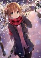 00800246 1_female 1girl black_tights brown_hair commentary_request female flower green_eyes hair_flower hair_ornament highres jacket long_hair nonono nonono_(nononotea) nononon original original_10000_users_bookmark original_character outdoors pantyhose pixiv_48443947 plaid plaid_clothes plaid_scarf red_neckwear red_scarf safe scarf skirt smile snow snowing solo thigh-highs tied_hair tree twintails vest ののの ののの◆2日目東m-12b オリジナル オリジナル10000users入り ダッフルコート マフラー 制服 女の子 翠眼 茶髪 雪 雪の日 黒タイツ // 1024x1446 // 1.7MB