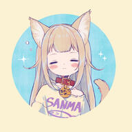 1girl 2d_art 40hara 40原 animal_ear_fluff animal_ears blue_background blush_stickers brown_background brown_hair brown_shirt cat_ears cat_girl cat_tail closed_eyes closed_mouth clothes_writing collar collarbone commentary_request facing_viewer general highres kinako_(40hara) long_hair off_shoulder original pixiv_124250773 pixiv_554102 red_collar romaji_text round_image shirt solo squeans tail upper_body yellow_t-shirt うちのねこが女の子でかわいい うちの子1000users入り うとうと うとうと.。o○ きなこ(嫌パン) オリジナル 女の子 正方形 // 1500x1500 // 277.5KB