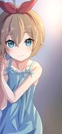 1girl absurdres bangs bare_arms blonde_hair blue_dress blue_eyes bow camui1104 clavicle closed_mouth clothing collarbone commentary dress eyebrows_visible_through_hair fanart fanart_from_pixiv female female_only grey_background hair_between_eyes hair_bow hair_ornament hairband highres looking_at_viewer lying na-suke nightgown on_bed on_side petra_leyte pixiv pixiv_id_32280692 pov_across_bed re_zero_kara_hajimeru_isekai_seikatsu red_bow red_hairband s safe sensitive shiny shiny_hair short_hair sleepwear sleeveless sleeveless_dress smile solo zero_kara_hajimeru_isekai_seikatsu なーすけ_na-suke ゼロから始める異世界生活 ペトラ リゼロ 添い寝 添い寝ペトラ // 2323x5016 // 1.0MB