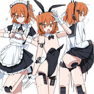 1girl a.i._voice adachi_rei alternate_costume android animal_ears apron arm_up ass backless_leotard black_bow black_bowtie black_dress black_footwear black_leotard black_sailor_collar black_shoes black_skirt blush blush_stickers bow bowtie channel_(caststation) closed_mouth clothes_lift commentary_request covered_navel cowboy_shot detached_collar dress enmaided fake_animal_ears flat_chest frilled_apron frilled_dress frills from_behind gloves hair_between_eyes hair_ornament headset heart heart_hands highleg highleg_leotard joints leg_up leotard lifting_own_clothes long_sleeves looking_at_viewer maid maid_apron maid_headdress mechabare multiple_views no_nipples no_pussy notice_lines one_eye_closed one_side_up open_mouth orange_eyes orange_hair oversized_breast_cup playboy_bunny pleated_skirt profile questionable rabbit_ears robot_joints sailor_collar school_uniform shirt shoes short_dress short_hair short_sleeves simple_background skirt skirt_lift smile socks standing strapless strapless_leotard twitter.com utau white_apron white_background white_gloves white_shirt white_socks wire wrist_cuffs x_cast_x // 2787x2787 // 2.2MB
