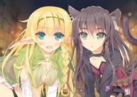 10s 2girls all_fours animal_ear_fluff animal_ears animal_tail aqua_eyes armwear bangs belt bike_shorts bike_shorts_under_skirt black_hair blonde blonde_hair blue_eyes blush braid breasts capelet cat_ears cat_tail cleavage cleavage_cutout clothing_cutout covered_erect_nipples covered_nipples d dress ears elbow_gloves elf erect_nipples erect_nipples_under_clothes eyebrows eyebrows_visible_through_hair female flat_chest garrison_cap gloves green_eyes hair_between_eyes hairband hanging_breasts highres isekai_maou_to_shoukan_shoujo_dorei_majutsu isekai_maou_to_shoukan_shoujo_no_dorei_majutsu large_breasts legwear long_hair looking_at_viewer lossy-lossless mature multiple_females multiple_girls nekomimi night nipples nipples_visible_through_clothing o-ring o-ring_top open-mouth_smile open_mouth outdoors outside parted_lips pettanko pleated_skirt pointed_ears pointy_ears possible_duplicate pov questionable rem_galeu rem_galleu safe sensitive shera_l._greenwood shera_l_greenwood shorts side_braid skirt small_breasts smile spats tail tied_hair tsurusaki_takahiro // 2048x1462 // 2.6MB