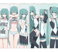 1girl 5_fingers adjusting_clothes adjusting_legwear adjusting_necktie aqua_eyes aqua_hair aqua_necktie aqua_panties arm_tattoo bare_shoulders black_skirt black_thighhighs bread bread_in_mouth bread_slice brushing_teeth caststation channel_(caststation) clothes_lift clothes_writing collared_shirt commentary cup dressing english_commentary english_text feet_out_of_frame female flat_chest food food_in_mouth girl green_stripes hair_down half-closed_eyes hand_up hatsune_miku holding holding_cup lifted_by_self lifting_own_clothes long_hair looking_at_viewer messy_hair midriff miniskirt morning motion_lines mouth_hold mug multiple_views narrow_waist navel necktie number_tattoo oversized_clothes oversized_shirt pale_skin panties pantsu pleated_skirt posing print_mug print_shirt sensitive shimapan shirt shirt_lift short_sleeves shoulder_tattoo skinny skirt sleepy sleeveless sleeveless_shirt song_name spring_onion_print squeans standing stomach striped striped_clothes striped_panties tanosii_chan tattoo text text_on_body text_on_clothing text_on_topwear thigh_gap thigh_highs thighhighs thighs tie time time_lapse timestamp toast toast_in_mouth toothbrush toothbrush_in_mouth twintails tying_hair underwear undressing v very_long_hair vocaloid white_panties white_shirt world_is_mine_(vocaloid) yawning zettai_ryouiki // 2400x2153 // 1.4MB