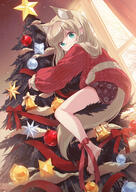 1girl 2d_art 3 40hara 40原 animal_ear_fluff animal_ears ankle_bow ankle_ribbon aqua_eyes bare_legs barefoot blonde_hair bow brown_shorts cat_ears cat_girl cat_tail christmas christmas_ornaments christmas_tree climbing closed_mouth commentary_request extra_ears from_below full_body general highres indoors kinako_(40hara) looking_at_viewer looking_down original pixiv_125476811 pixiv_554102 print_shorts red_bow red_sweater ribbon shorts smile solo sweater tail window うちのねこが女の子でかわいい きなこ(嫌パン) オリジナル クリスマスツリーに登るきなこ🎄🐈 女の子 // 1061x1500 // 344.9KB