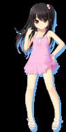 1girl adachi_tenka black_hair brown_eyes dress hand_on_hip loli long_hair no_background pink_dress png shoujo_ramune side_ponytail sleeveless solo transparent_background whole_body // 518x1027 // 339.3KB