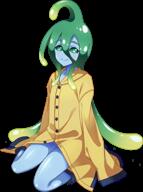 1girl blue_skin full_body green_eyes green_hair long_sleeves monster_girl monster_musume no_background pettanko png rain_boots rain_coat seiza sitting sleeves_over_hands slime_girl slime_hair smile solo suu_(monster_musume) tentacle_hair transparent_background whole_body yellow_coat // 285x382 // 45.4KB