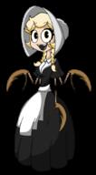 arthropod_girl blonde_hair bonnet braid cliffside cordie_(cliffside) hat monster_girl no_background png sharp_teeth solo spider_girl transparent_background twin_braids // 468x849 // 109.3KB
