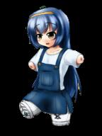 1girl amber_eyes amputee blue_hair handicap headband mi-ke_(mikey_sukairain) no_background overalls pettanko quadruple_amputee stumpies transparent_background // 900x1200 // 977.3KB