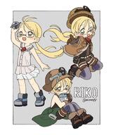 blonde_hair glasses gloves green_eyes hard_hat hat loli made_in_abyss mining_hat riko sleeveless // 798x953 // 904.6KB
