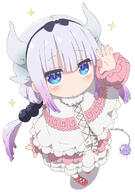 1 1girl atfbooru.ninja beads blue_eyes blush bow child closed_mouth commentary_request dated dragon_girl dragon_horns dress expressionless female female_focus fully_clothed general gradient_hair hair_beads hair_bow hair_ornament hairband highres horns kanna_kamui kanna_kamui_(miss_kobayashi's_dragon_maid) kobayashi-san_chi_no_maid_dragon kobayashi-san_chi_no_maidragon legs legwear loli long_hair long_sleeves looking_at_viewer miss_kobayashi's_dragon_maid multicolored_hair pink_footwear puffy_sleeves purple_hair samansa_ex shoes socks solo standing tabasa-ex tail thighhighs thighs twintails white_background white_hair white_legwear white_socks | カンナカムイ(小林さんちのメイドラゴン) タバやん地獄変 メイドラゴン500users入り 一年前に初めて描いたカンナちゃんと比べてみる 小林さんちのメイドラゴン 竜娘 // 1240x1760 // 1010.6KB