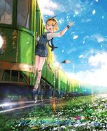 absurdres advarcher anonamos_701 blonde_hair breasts clear_sky dooby_(vtuber) general gloves goggles green_eyes hat highres indie_virtual_youtuber medium_breasts overalls petals short_hair sky steam tail tweet_doobart twitter.com virtual_youtuber water // 3332x4096 // 2.0MB