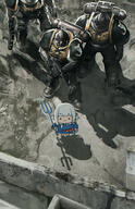 _. 1 1girl 3 3boys absurdres adeptus_astartes advarcher animal_tail armor bangs barefoot black_armor blue_hair blue_hoodie blunt_bangs bolter carcharodons chibi clothing commentary crossover english_commentary extremely_large_filesize feet female fins fish_tail from_above full_body gawr_gura gawr_gura_(1st_costume) gawr_gura_ch. gawrgura general grey_hair hair_ornament high_resolution highres holding holding_object holding_polearm holding_trident holding_weapon hololive hololive_english hololiveen hood hoodie large_filesize looking_at_another male multicolored_hair multiple_boys outdoors pauldron pauldrons polearm power_armor rooftop s sankaku sankaku_78mygle6vre shark_girl shark_hair_ornament shark_tail shoulder_armor smol_gura space_marine spacemarine standing streaked_hair tail trident two_side_up very_high_resolution viewed_from_above virtual_youtuber warhammer40k warhammer_40k weapon がうる・ぐら アデプトゥス・アスターテス バーチャルyoutuber ホロライブ // 3168x4896 // 17.8MB