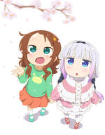2girls animal_print atfbooru.ninja beads black_bow blue_eyes blush bow brown_hair cherry_blossoms child dated dress duo female flower general gradient_hair green_eyes green_footwear green_shirt hair_beads hair_bow hair_ornament hairband hairclip highres holding_hands kanna_kamui kneehighs kobayashi-san_chi_no_maid_dragon kobayashi-san_chi_no_maidragon lavender_hair legwear light_blush loli long_hair looking_up multicolored_hair multiple_girls open_mouth pleated_skirt purple_hair rabbit_print red_footwear red_skirt saikawa_riko samansa_ex shadow shirt shoes skirt socks standing surprised thigh-highs thighhighs tree twintails walking white_background white_flower white_hair white_legwear white_petals white_socks white_thighhighs younger_female yuri // 1603x2048 // 1.3MB
