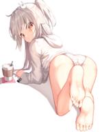 1girl adult all_fours ass bangs barefoot blush bunny-shaped_pupils bunny_hair_ornament clothing cup drinking_straw eyebrows_visible_through_hair feet female foot_focus foreshortening from_behind full_body hair_ornament highres hood hood_down hoodie jacket kyumi_(mannack) loli long_hair long_sleeves looking_at_viewer looking_back mannack mannack0106 mannaku no_pants one_side_up original panties pantsu questionable rabbit-shaped_pupils rabbit_hair_ornament red_eyes s safe sensitive simple_background soles solo symbol-shaped_pupils toes underwear unusual_pupils white_background white_hair white_hoodie white_panties white_pantsu white_underwear おなか おへそ まんなく オリジナル10000users入り オリジナル5000users入り オリジナル7500users入り キュミ キュミ38 パンツ ロリ 尻神様 裸足 足指 足裏 魅惑のふともも // 1779x2292 // 1.7MB