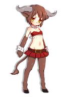 1_female 1girl animal_ears animal_tail bangs bare_shoulders belt belt_buckle blush bra breasts brown_fur brown_hair buckle clenched_hands closed_mouth commentary_request cow_ears cow_girl cow_horns cow_tail detached_collar ears eyebrows eyebrows_visible_through_hair female full_body fur hooves horns kai_himo kamaboko_(mato225) legs_apart looking_at_viewer mature monster_girl navel original pantyhose pleated_skirt pout pov red_bra red_skirt safe short_hair simple_background skirt small_breasts solo standing stomach strapless strapless_bra tail underwear white_background yellow_eyes // 699x1023 // 201.8KB