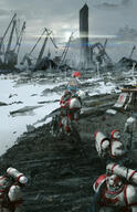 1girl 4boys absurdres adeptus_astartes advarcher animal_costume armor battle_standard bolter commentary english_commentary full_armor gawr_gura general highres hololive hololive_english multiple_boys pauldrons power_armor scenery shark_costume shoulder_armor sitting_on_shoulder virtual_youtuber warhammer_40k weapon white_hair white_scars // 2772x4284 // 11.5MB