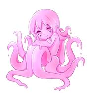 1_female 1girl closed_mouth colored_sclera colored_skin commentary_request crossed_arms female full_body kai_himo kamaboko_(mato225) looking_at_viewer monster_girl nude original pink_eyes pink_hair pink_sclera pink_skin pov safe scylla simple_background slime_girl smile solo tentacle_hair tentacles white_background // 578x570 // 34.7KB