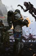 1girl absurdres adeptus_astartes advarcher animal_hood animal_tail anonamos_701 armor army astra_militarum bangs battle blue_eyes blue_hair blunt_bangs bolter carcharodons character_request chibi clothing crossover female fins firing fish_tail gawr_gura gawr_gura_(1st_costume) gawr_gura_ch. gawrt general gun headwear helmet high_resolution highres holding holding_object holding_weapon hololive hololive_english hood lasgun looking_at_viewer multicolored_hair outdoors power_armor s sankaku sankaku_g8r6xzxgemq shark_girl shark_hood shark_tail shoulder_armor smol_gura soldier space_marine streaked_hair tail teamwork two_side_up tyranid very_high_resolution virtual_youtuber war warhammer_40k weapon // 2650x4096 // 793.6KB