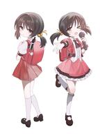 1girl >_o absurdres alternate_costume aruruaaaa ascot backpack bag bag_charm black-footed_cat black_ascot black_bow black_hair bow brown_eyes charm_(object) child commentary_request dot_nose flute footwear_bow foreshortening frilled_shirt frilled_skirt frills from_behind full_body general hair_bobbles hair_ornament hair_ribbon highres holding holding_microphone instrument jacket kaai_yuki leg_up loli looking_at_viewer looking_back mary_janes medium_hair microphone multiple_views music o one_eye_closed open_clothes open_jacket open_mouth pink_jacket pink_skirt puffy_short_sleeves puffy_sleeves randoseru reaching reaching_towards_viewer red_bag ribbon ribbon-trimmed_socks ribbon_trim school_bag shirt shoes short_sleeves simple_background singing skirt smile socks standing standing_on_one_leg twintails vocaloid white_background white_shirt white_socks yellow_ribbon // 4500x6000 // 6.6MB