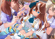 animal_ears anthropomorphism aqua_eyes blush bow braids brown_hair gloves group hat jt jtleeklm kitasan_black long_hair mejiro_mcqueen navel nice_nature pixiv_23640417 purple_hair red_eyes satono_diamond school_uniform shorts skirt tail tokai_teio uma_musume_pretty_derby watermark ウマ娘 ウマ娘プリティーダービー テイマク トウカイテイオー(ウマ娘) トウカイテイオー生誕祭2025 メジロマックイーン(ウマ娘) // 4093x2894 // 4.9MB