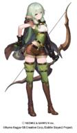 archer arrow asymmetrical_gloves asymmetrical_sleeves bow cloak elf elf_ears elf_girl framed_breasts green_eyes green_hair hip_vent no_background petite pointy_ears pudgey_thighs quiver shorts thigh_high thigh_pudge vest white_background wood_elf yousei_yunde yousei_yunde_(goblin_slayer) zettai_ryouiki // 709x1212 // 560.5KB