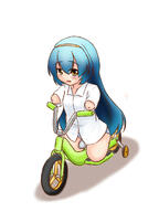 1girl amber_eyeswhite_background amputee bicycle blue_hair blush daruma_girl living_daruma long_hair mi-ke_(mikey_sukairain) no_background quadruple_amputee solo // 900x1200 // 322.3KB