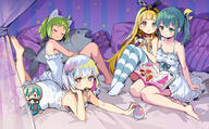 4girls 6822816123 absurdres ahoge alice alyce alyce_(dohna_dohna) animal_ears antenna_(dohna_dohna) bangs barefoot bed bent_knees black_hair blonde_hair blunt_bangs blush bob_cut braid breasts character_doll child chinese_commentary clavicle cleavage clothing dohna_-issho_ni_warui_koto_o_shiyou- dohna_dohna dohna_dohna_issho_ni_warui_koto_o_shiyou doujin dress eating embracing exposed_shoulders fanart fanart_from_pixiv feet female fish fish-shaped_pillow fish_pillow food_in_mouth full_body girl green_eyes green_hair hair_ornament hair_tie hairband hairclip hand_on_own_cheek hand_on_own_face heart heart_clip heart_hair_ornament heterochromia highlights highres holding holding_close holding_magazine holding_pillow holding_stuffed_toy hug hugging_toy illustration indoors insert kuma_(dohna_dohna) long_hair looking_at_viewer lying magazine_(object) male medico medico_(dohna_dohna) mouth_hold multicolored_legwear multiple_girls nekomimi_headband nightgown object_hug objectification on_stomach open_mouth outstretched_arm pajamas pantyhose pillow pink_eyes pixiv pixiv_3684900 pixiv_89731604 pixiv_id_3684900 ponytail porno_(dohna_dohna) reading safe sensitive shirt short_hair silver_hair sitting sleepwear smile striped striped_clothes striped_legwear striped_pantyhose striped_print stuffed_character stuffed_toy thigh-highs thighhighs tied_hair tiramisu_(6822816123) tirara toy twin_braids white_dress white_hair white_shirt yammy_(dohna_dohna) yokozuwari ドーナドーナ パジャマ 同人 女の子 安缇娜 挿絵 插画 梅蒂可 爱丽丝 珀尔诺 // 5120x3168 // 1.3MB