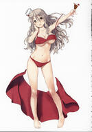 1girl bangs barefoot bikini bikini_bottom breasts brown_eyes brown_hair cleavage cup drinking_glass eyebrows_visible_through_hair feet female full_body grey_hair hair_between_eyes highres holding holding_cup jiji jiji_(aardvark) kantai_collection large_breasts light_brown_hair long_hair navel official_art open_mouth photoshop_(medium) pola_(kancolle) pola_(kantai_collection) pola_(swimsuit)_(kancolle) questionable red_background red_bikini red_towel s safe scan scan_artifacts scanning_artifacts solo stomach string_bikini swimsuit towel untied untied_bikini wavy_hair white_background wine_glass // 1397x2000 // 1.0MB