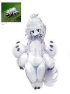 1girl ahoge antenna_hair anthropomorphization arms_at_sides arthropod_girl artist_name bangs black_eyes blunt_bangs body_fur bug clavicle closed_mouth collarbone commentary english_commentary expressionless extra_arms female female_focus flat_chest full_body furry furry_female gelbooru general grey_fur grey_hair hands_up head_tilt highres insect_girl legs_together looking_at_viewer medium_hair monochrome my700 my700_ original personification pettanko photo_inset reference_inset safe shiny shiny_hair sidelocks signature simple_background solo spider spider_girl standing straight-on white_background // 900x1200 // 86.5KB