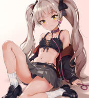 1girl absurdres ahoge bare_shoulders bdsm black_footwear black_shoes blush breasts brown_hair clothing collar collarbone crop_top earrings female female_focus footwear grey_skirt hair_ornament hair_ribbon hakozaki_serika heart heart_earrings highleg highleg_panties highleg_pantsu highres idolmaster idolmaster_million_live! jacket jacket_partially_removed jewellery jewelry koaya leash legwear loli long_hair looking_at_viewer miniskirt navel off_shoulder open_clothes open_jacket panties pantsu questionable revealing_clothes ribbon safe sensitive shoes skirt slave small_breasts smile socks solo thighs tied_hair twin_tails twintails underwear white_legwear white_socks yellow_eyes // 2211x2439 // 3.6MB